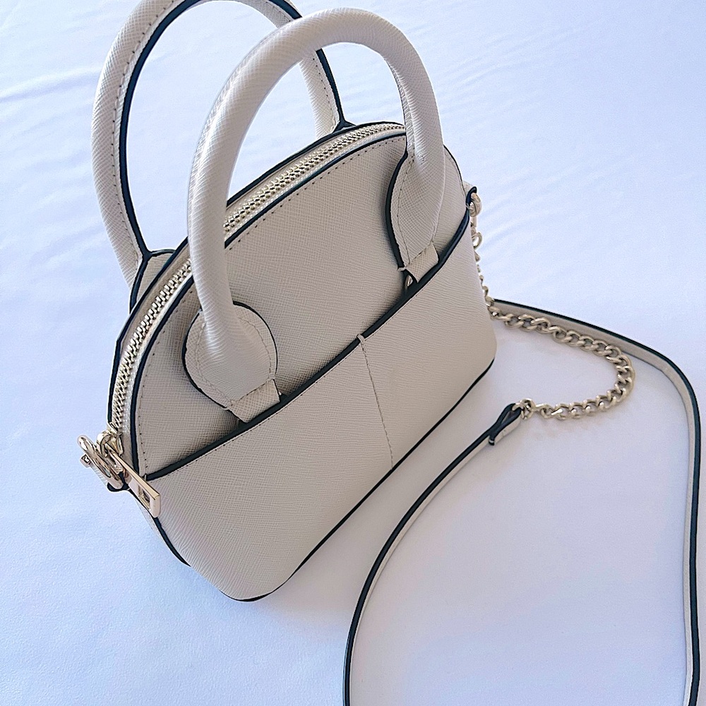 Zara small cross body purse bag cream white gold chain like new